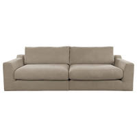 BIGSOFA in Cord Taupe  - Taupe/Schwarz, Design, Kunststoff/Textil (276/90/109cm) - home24