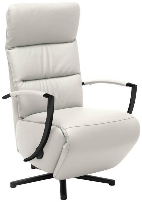 RELAXFÅTÖLJ i läder vit  - vit/svart, Design, metall/läder (64/112/80cm) - Livetastic