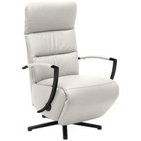 RELAXSESSEL in Leder Weiss  - Weiss/Schwarz, Design, Leder/Metall (64/112/80cm) - Cantus