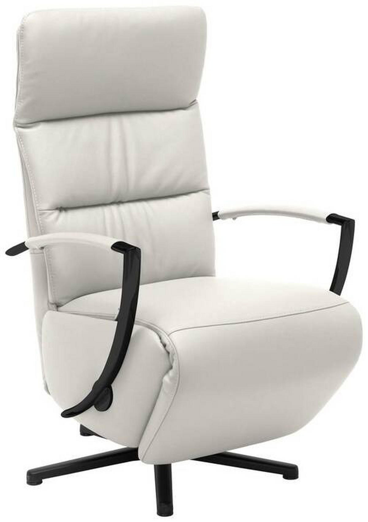 RELAXSESSEL in Leder Weiss  - Weiss/Schwarz, Design, Leder/Metall (64/112/80cm) - Cantus
