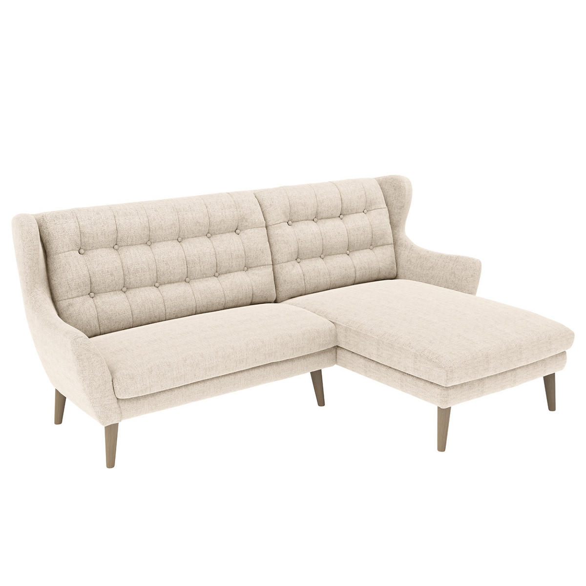 ECKSOFA in Webstoff Silberfarben  - Eichefarben/Silberfarben, Konventionell, Holz/Textil (173/107/250cm) - Trendmanufaktur