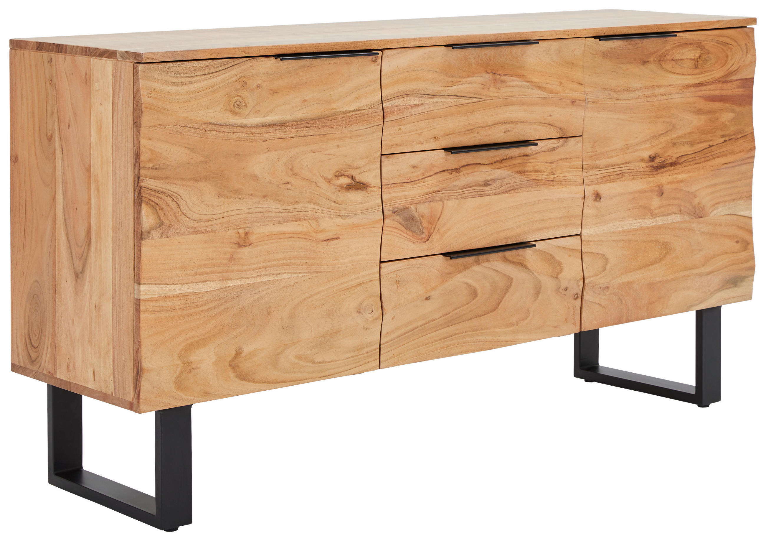 SIDEBOARD  in 145/76/40 cm  - Schwarz/Akaziefarben, MODERN, Holz/Metall (145/76/40cm) - Livetastic
