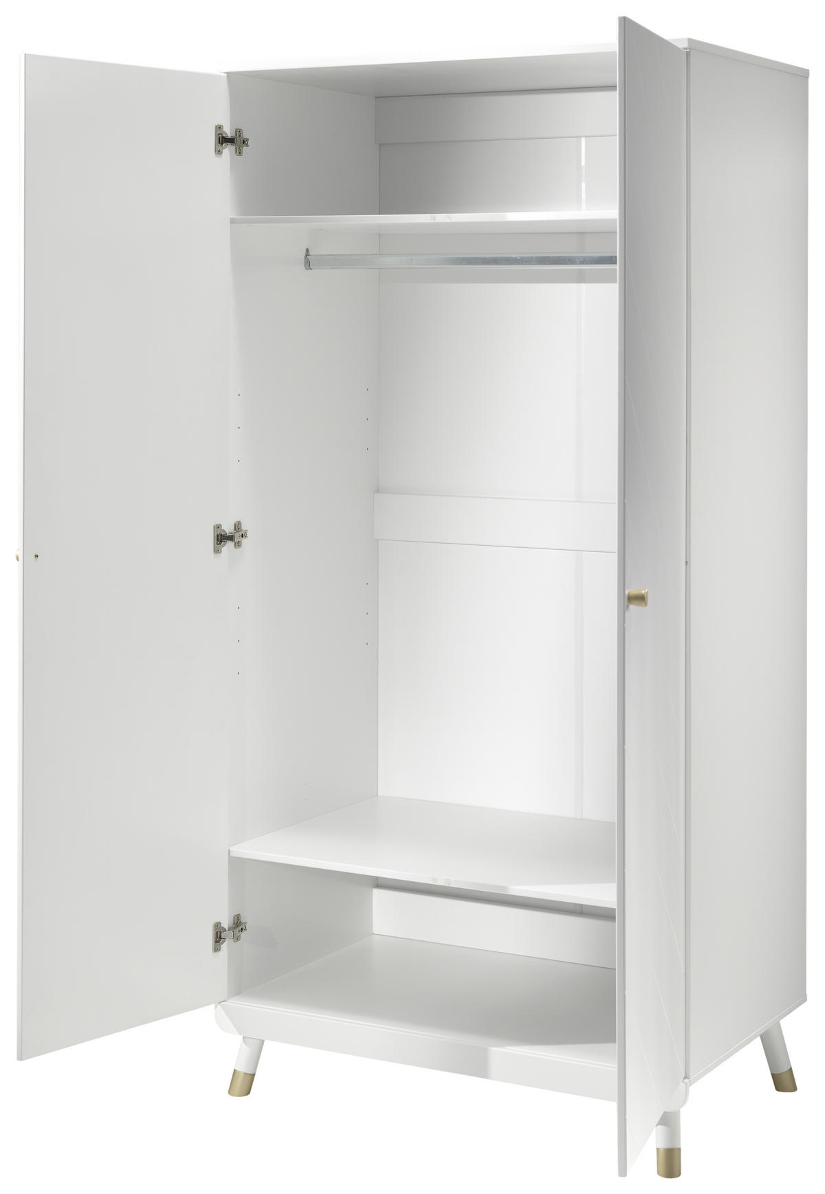 DREHTÜRENSCHRANK 2-türig Weiß  - Goldfarben/Weiß, MODERN, Holzwerkstoff/Kunststoff (100/200/59cm) - MID.YOU