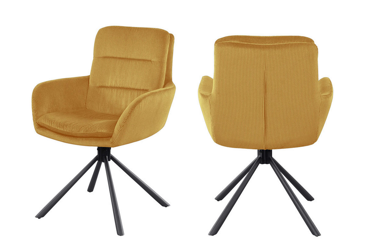 DREHSTUHL Cord Goldfarben  - Goldfarben/Schwarz, MODERN, Textil/Metall (60/89/64cm) - Livetastic