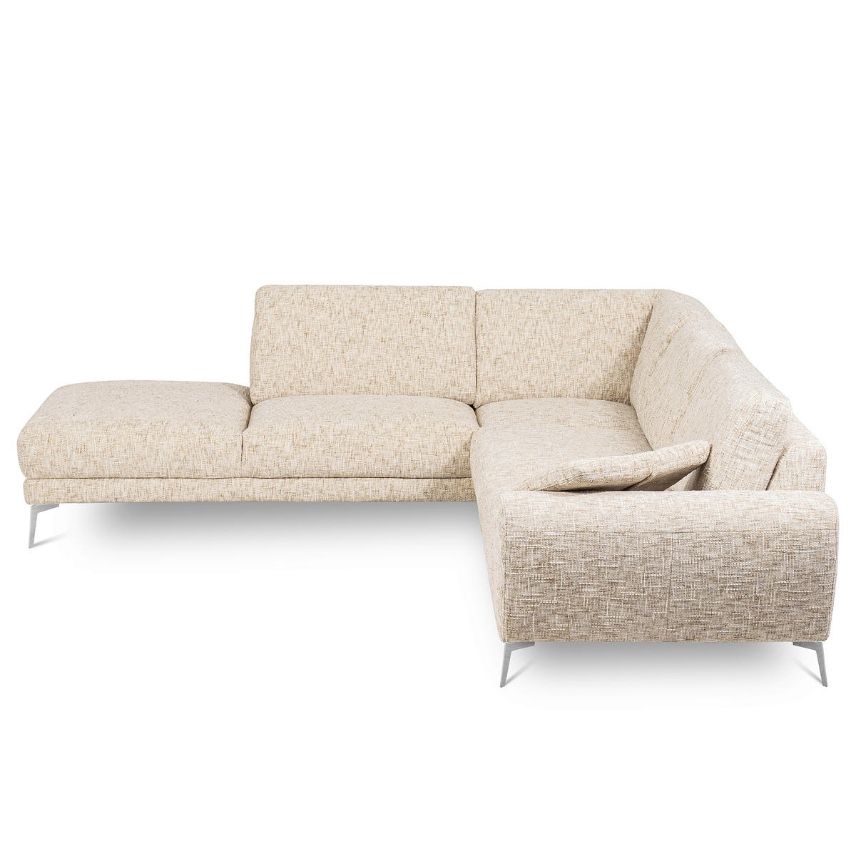 ECKSOFA  Webstoff Beige  - Chromfarben/Beige, Design, Textil/Metall (250/273cm) - Livetastic