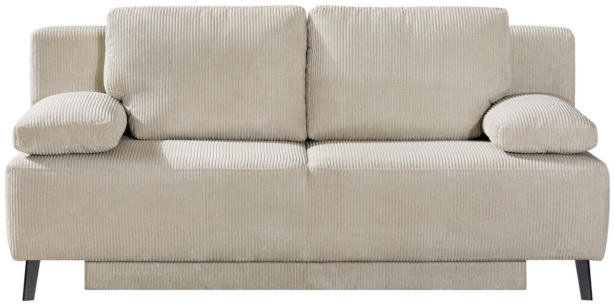 SCHLAFSOFA Cord Creme  - Creme/Schwarz, MODERN, Textil/Metall (197/92/88cm)