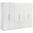 DREHTÜRENSCHRANK  in Weiß, Weiß Hochglanz  - Weiß Hochglanz/Alufarben, KONVENTIONELL, Holzwerkstoff/Metall (292,8/218,6/59,6cm) - Xora