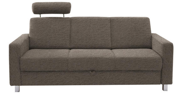 3-SITZER-SOFA in Flachgewebe Hellbraun - Chromfarben/Hellbraun, Design, Textil/Metall (195/83/85cm) - Xora
