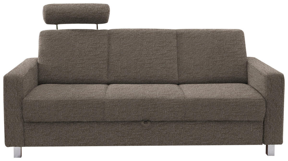 3-SITZER-SOFA in Flachgewebe Hellbraun  - Chromfarben/Hellbraun, Design, Textil/Metall (195/83/85cm) - Xora