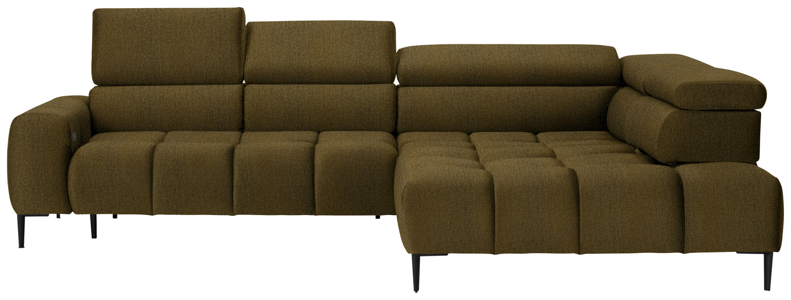 ECKSOFA Olivgrün Samt, Webstoff  - Schwarz/Olivgrün, Design, Textil/Metall (300/216cm) - Welnova