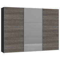 SCHWEBETÜRENSCHRANK SLIDELINE - Dunkelgrau/Silberfarben, Design, Glas/Holzwerkstoff (303/220/65cm) - Jutzler