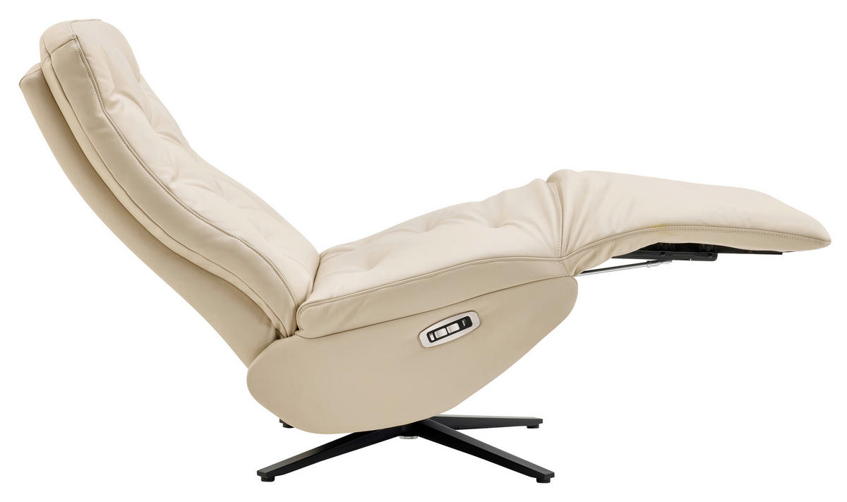 RELAXSESSEL Webstoff Relaxfunktion, Fußteilverstellung    - Creme/Schwarz, Design, Textil/Metall (68/113/84cm) - Livetastic