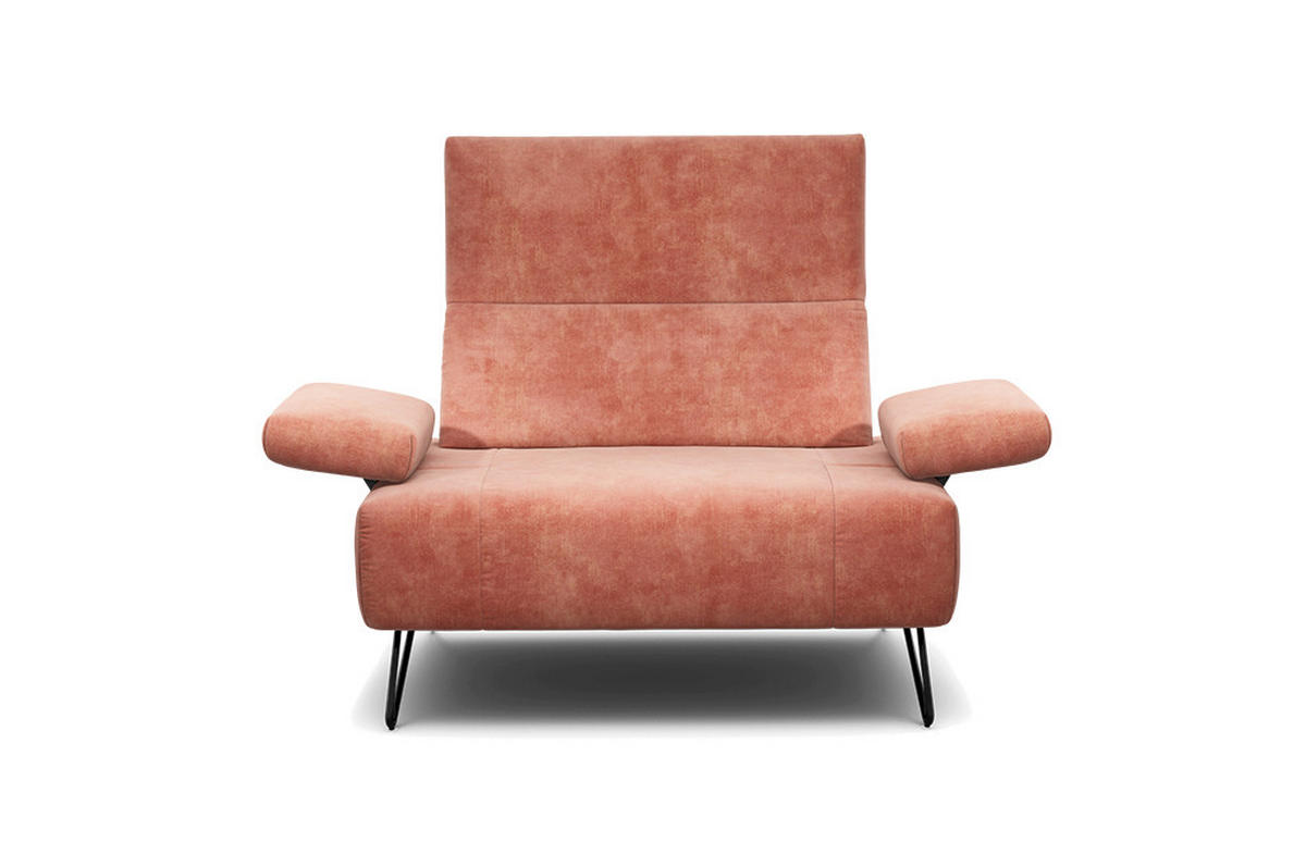 SESSEL Samt Rosa    - Schwarz/Rosa, Design, Textil/Metall (114-142/85/86-94cm) - SENSOO