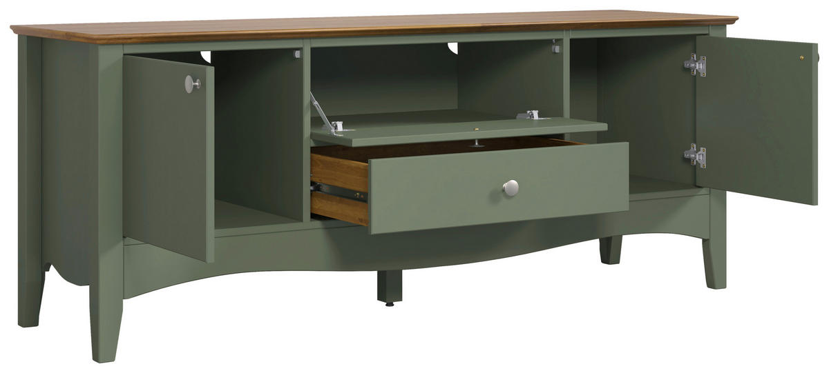 LOWBOARD  in 140/58/42 cm  - Dunkelgrün/Dunkelbraun, LIFESTYLE, Holz/Holzwerkstoff (140/58/42cm)