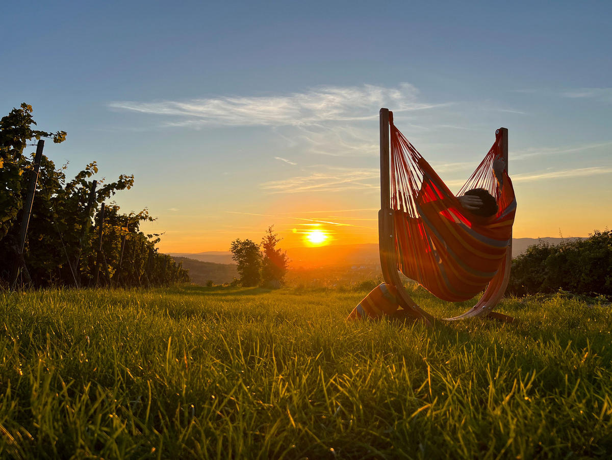 HOJDACIA SIEŤ  - farba eukalyptového dreva/oranžová, Konventionell, drevo/textil (100/152/92cm) - La Siesta