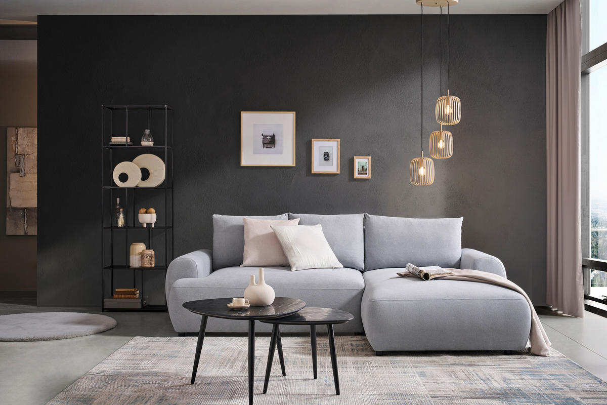 ECKSOFA Grau Webstoff  - Schwarz/Grau, MODERN, Kunststoff/Textil (265/175cm) - Carryhome