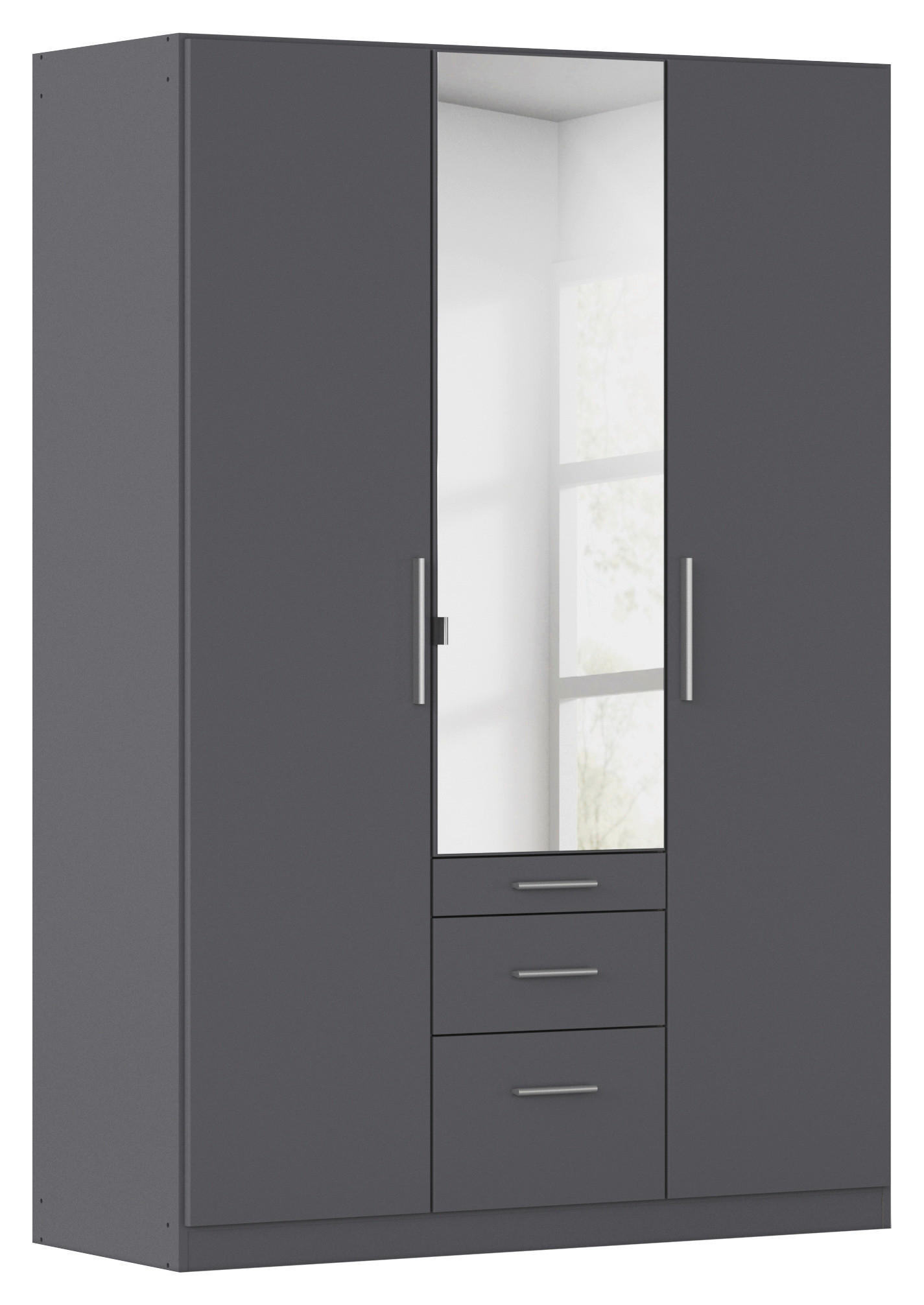 DREHTÜRENSCHRANK 136/210/54 cm,  in Grau, 3-türig  - Alufarben/Grau, KONVENTIONELL, Glas/Holzwerkstoff (136/210/54cm) - home24