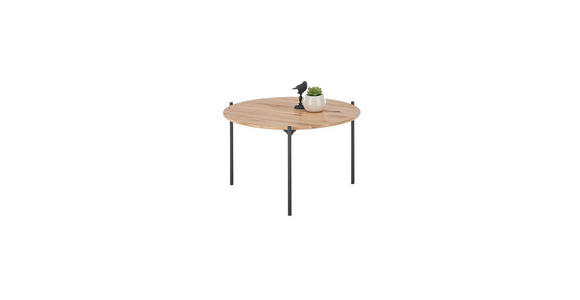 COUCHTISCH Eiche massiv rund Schwarz, Eichefarben 55/55/33 cm  - Eichefarben/Schwarz, KONVENTIONELL, Holz/Metall (55/55/33cm) - Linea Natura