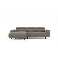 ECKSOFA Hellbraun Struktur Rücken echt, Kopfteilverstellung, Sitztiefenverstellung  - Hellbraun/Schwarz, MODERN, Textil/Metall (179/274cm) - Welnova