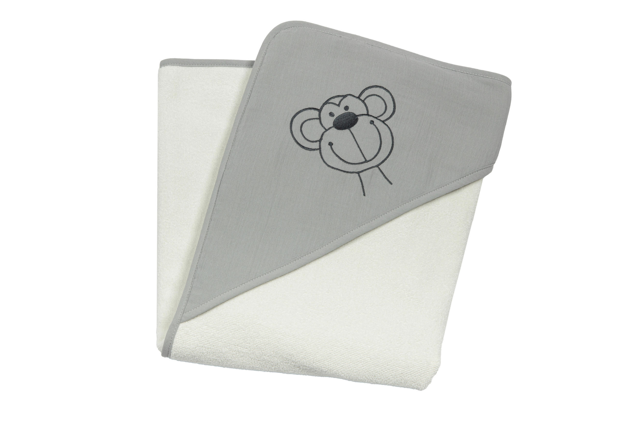 KAPUZENBADETUCH 90/90 cm    - Creme/Grau, Basics, Textil (90/90cm) - Bebe's Collection