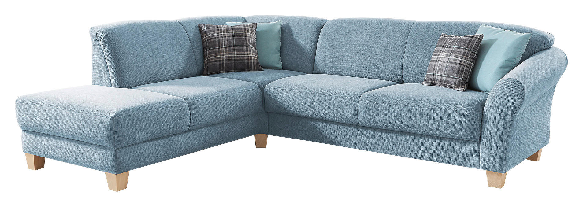 ECKSOFA in Flachgewebe Hellblau  - Naturfarben/Hellblau, Konventionell, Holz/Textil (212/257cm) - Sit & More