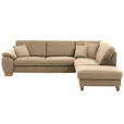 ECKSOFA in Mikrofaser Beige  286/236 cm  - Wildeiche/Beige, Natur, Holz/Textil (286/236cm) - Voleo