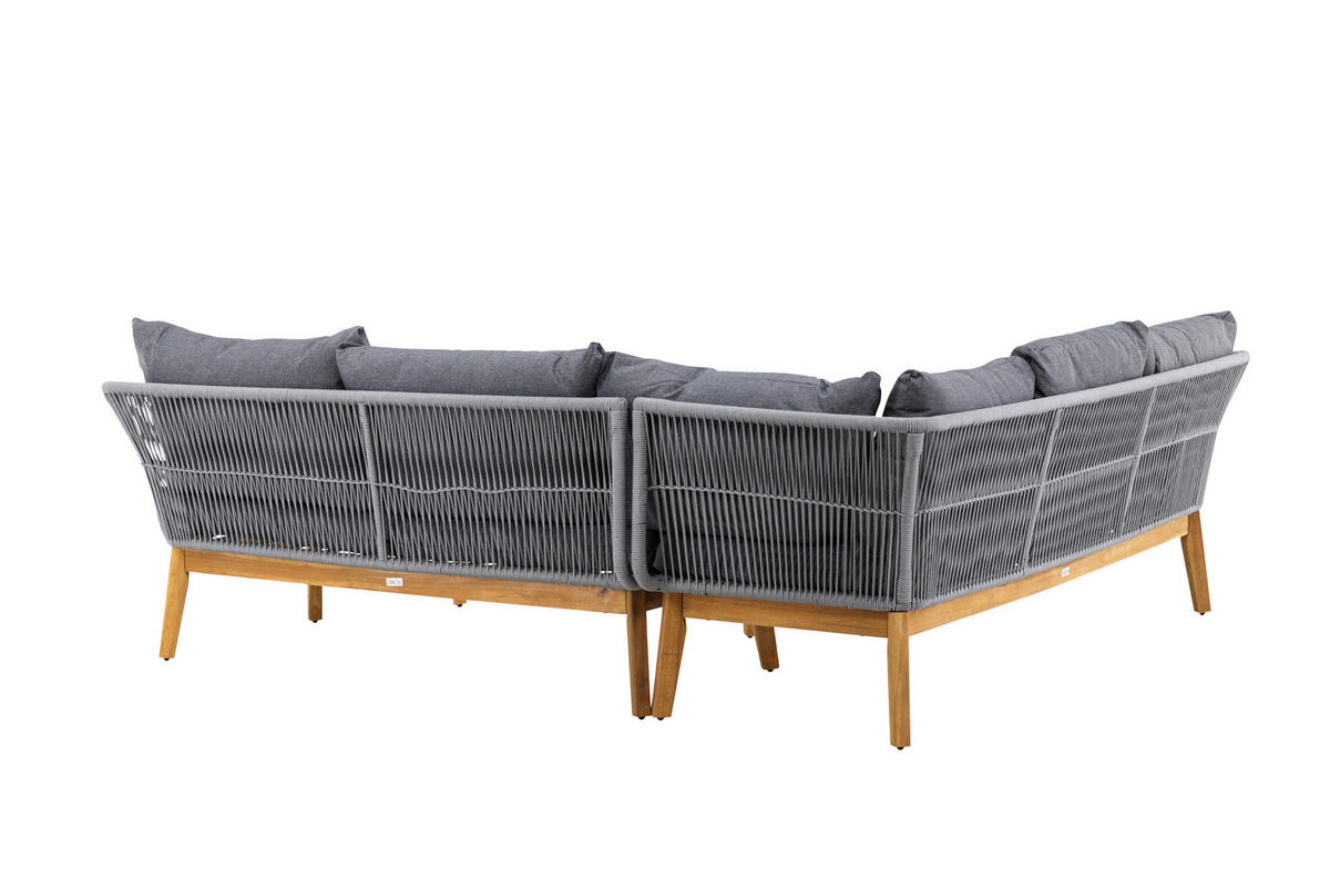 LOUNGEGARNITUR 2-teilig  210/160 cm  Akazie Aluminium  - Dunkelgrau/Grau, KONVENTIONELL, Holz/Kunststoff (210/160cm) - Gardenson