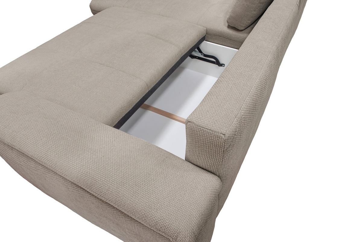 ECKSOFA in Struktur, Chenille Hellbraun  - Hellbraun/Beige, Design, Textil/Metall (178/268cm) - Livetastic
