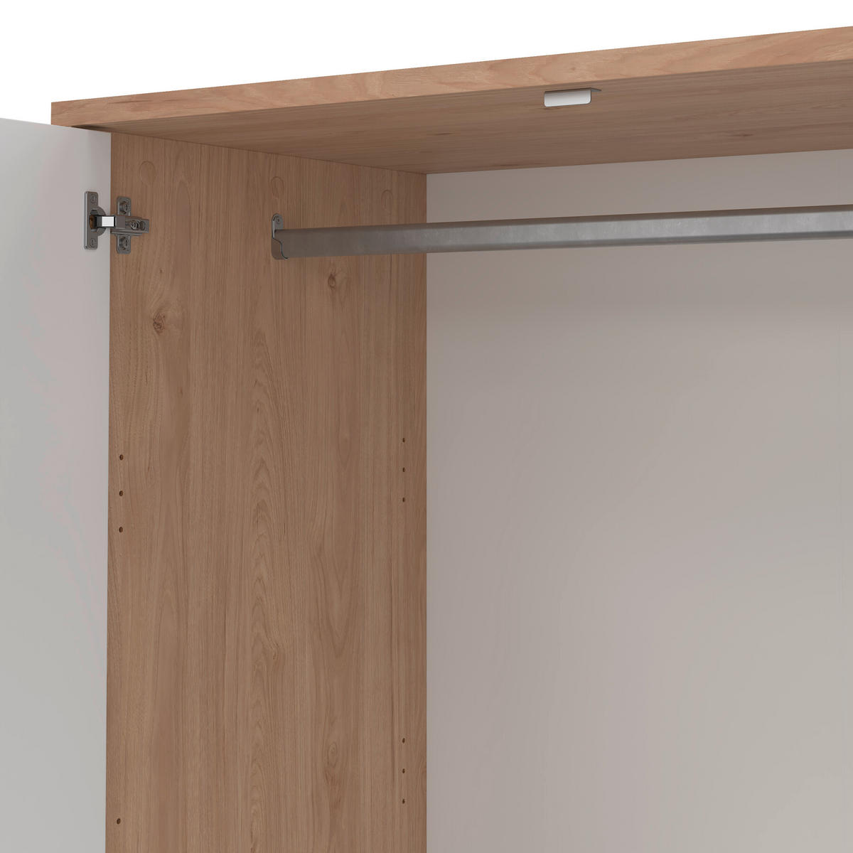 DREHTÜRENSCHRANK 149/202/58 cm 3-türig Eichefarben, Weiß  - Eichefarben/Silberfarben, KONVENTIONELL, Holzwerkstoff/Metall (149/202/58cm) - Boxxx
