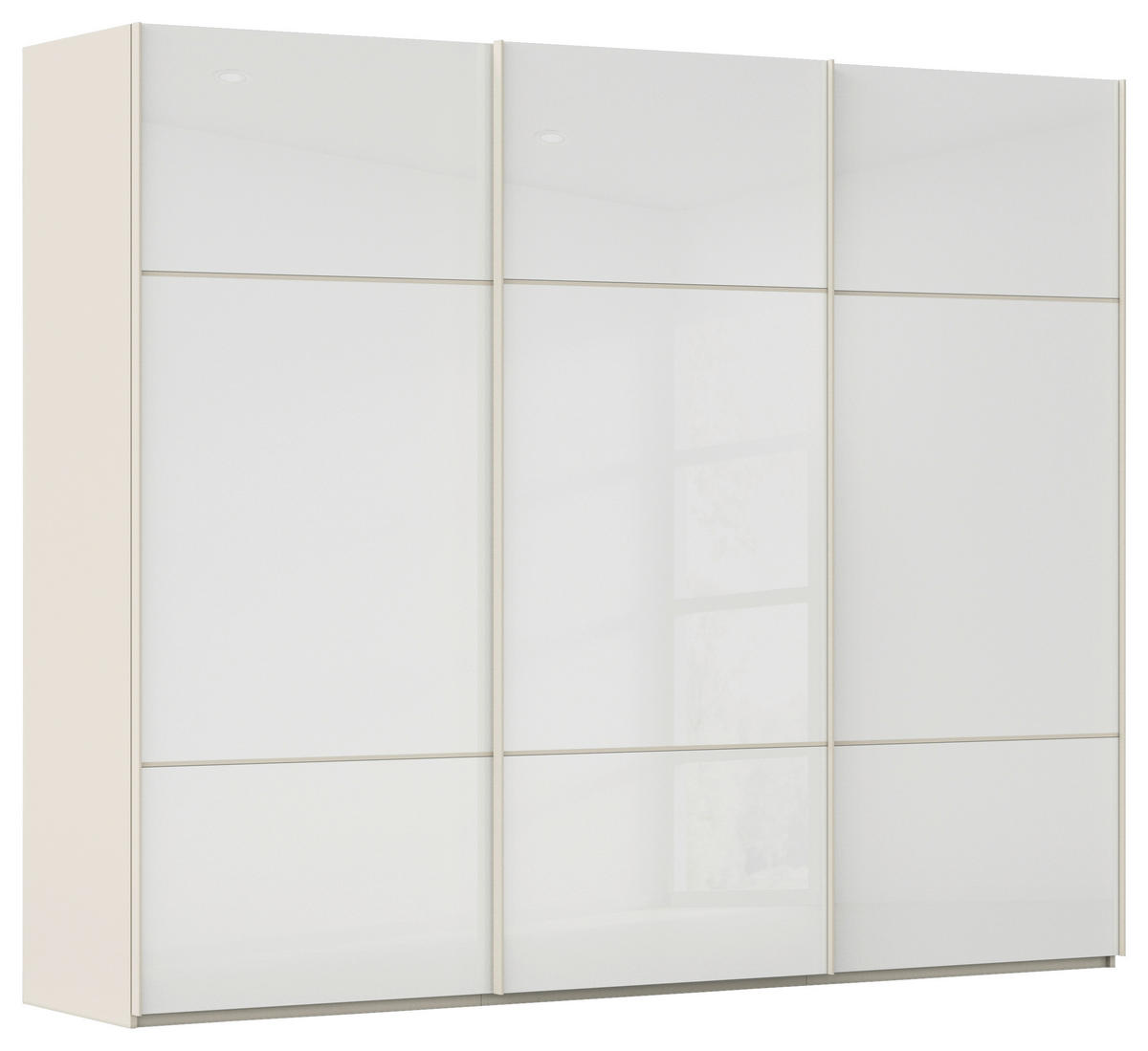 SCHWEBETÜRENSCHRANK 301/223/68 cm 3-türig Weiß, Champagner  - Champagner/Weiß, KONVENTIONELL, Glas/Holzwerkstoff (301/223/68cm) - Novel