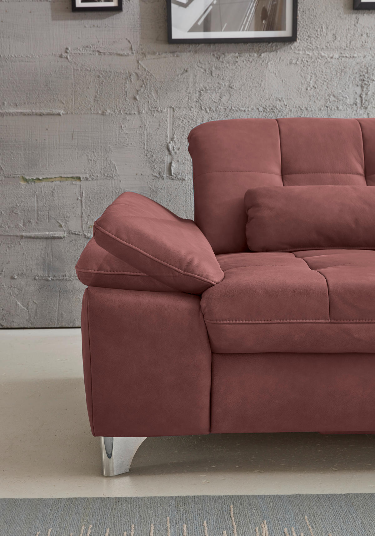 ECKSOFA in Echtleder Dunkelrot  - Schwarz/Dunkelrot, Design, Leder/Metall (211/309cm) - Beldomo Speed