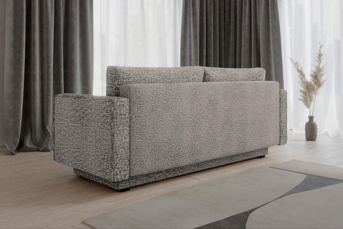 SCHLAFSOFA COCO Grau  inkl. Rückenkissen, Schlaffunktion  - Erlefarben/Schwarz, Design, Holzwerkstoff/Kunststoff (232/90/97cm) - MID.YOU