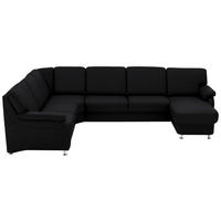 WOHNLANDSCHAFT Echtleder Schwarz  - Alufarben/Schwarz, Konventionell, Leder/Metall (239/329/165cm) - Beldomo Premium