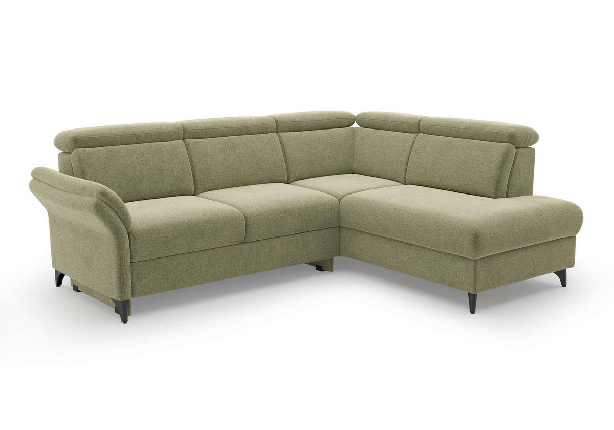 ECKSOFA GLENDALE E in Flachgewebe Hellgrün  247/193 cm  - Schwarz/Hellgrün, KONVENTIONELL, Textil/Metall (247/193cm) - Sit & More