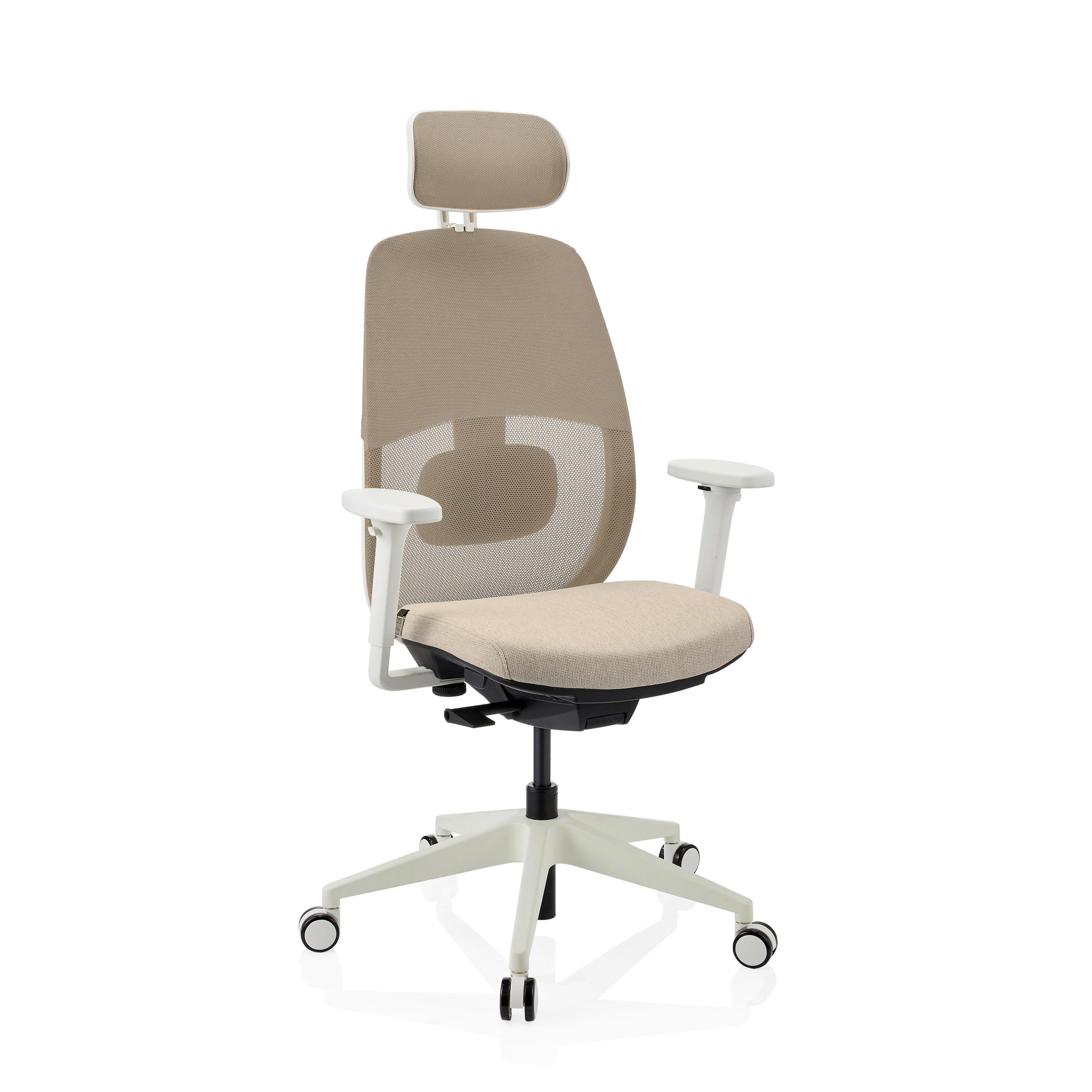 DREHSTUHL Flachgewebe Weiß, Beige  - Beige/Weiß, MODERN, Kunststoff/Textil (71/131/66cm) - MID.YOU