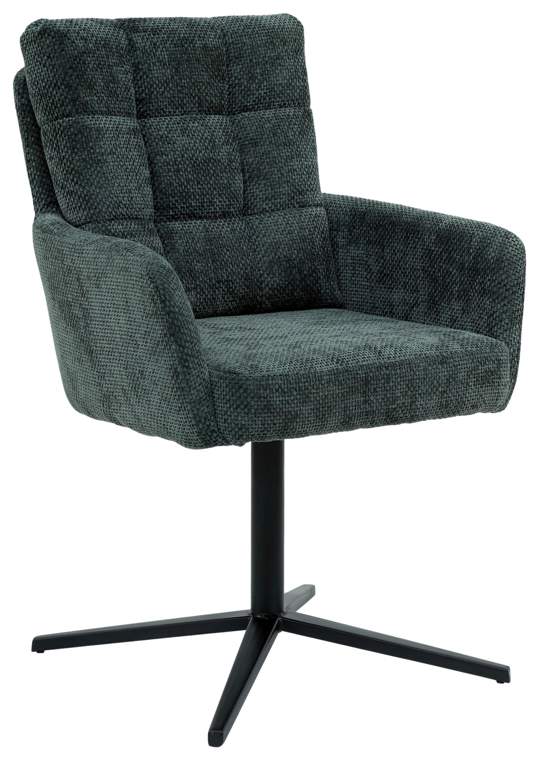 Scaun Cu Brațe din metal, textil, negru, verde închis - verde închis/negru, Design, metal/textil (61/91,5/66cm) - Stylife