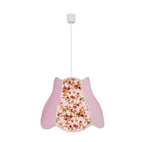 PENDELLAMPA Zuza 35/35/90 cm  - vit/pink, Klassisk, textil/plast (35/35/90cm)