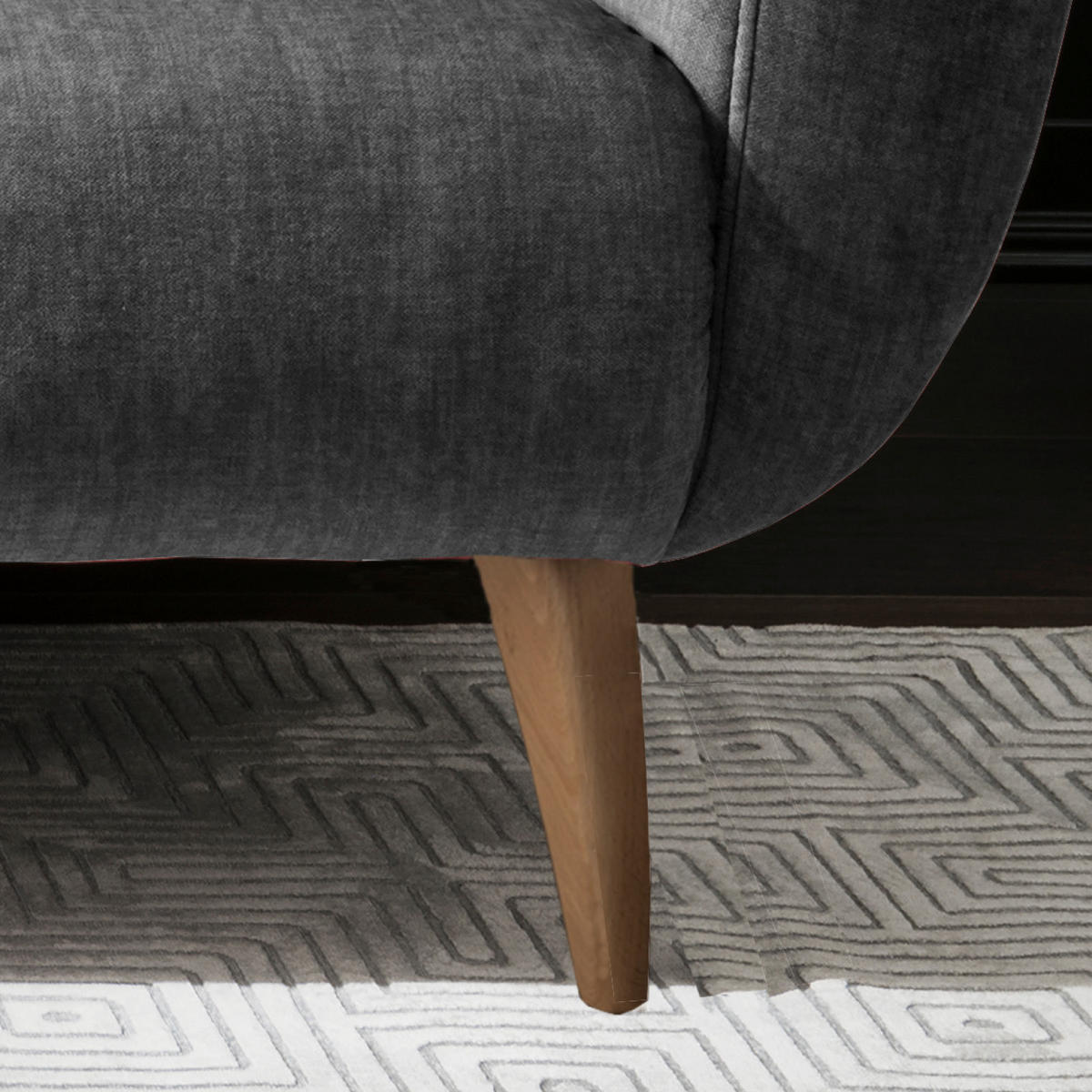 2,5-SITZER Velours Grau  - Buchefarben/Grau, MODERN, Holz/Textil (196/94/103cm) - Livetastic