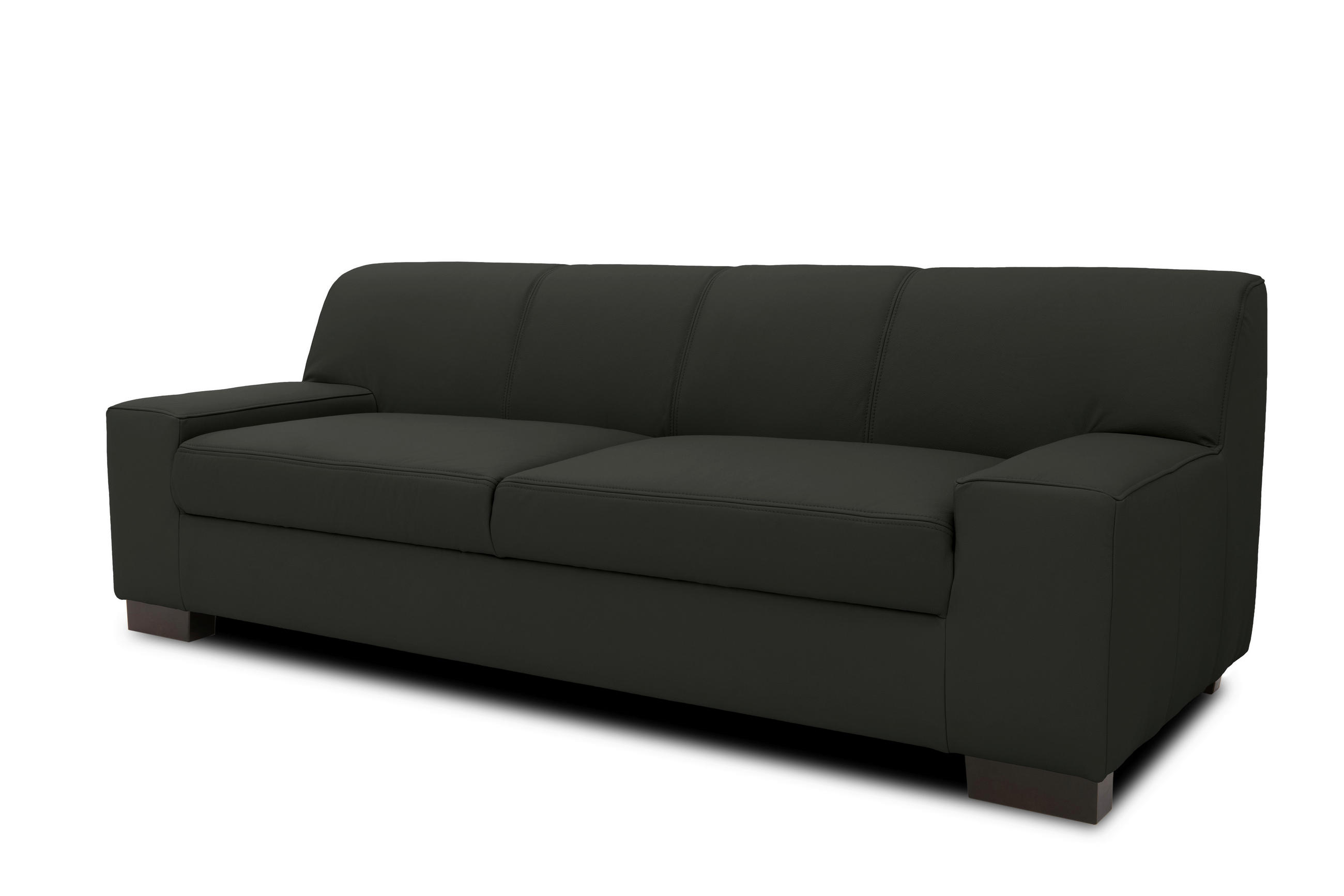 2-SITZER-SOFA in Lederlook Schwarz  - Wengefarben/Schwarz, Design, Holz/Textil (194/74/85cm) - MID.YOU