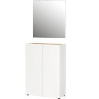 GARDEROBE 2-teilig  in 74/200/33 cm  - Eichefarben/Weiß, Design, Glas/Holzwerkstoff (74/200/33cm) - Germania