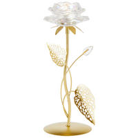 TEELICHTHALTER  - Klar/Goldfarben, LIFESTYLE, Glas/Metall (15/27,5/10,5cm) - Ambia Home