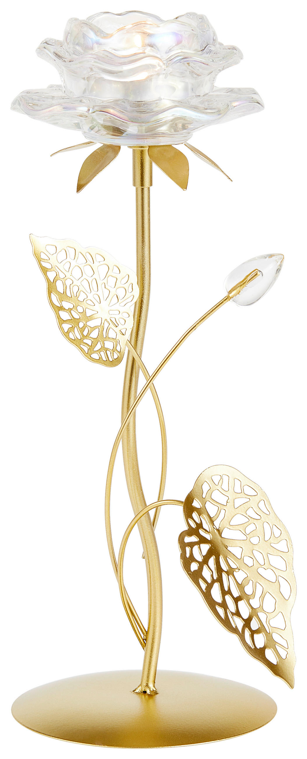 Ambia Home Teelichthalter Klar, Gold 15x27.5x10.5 cm
