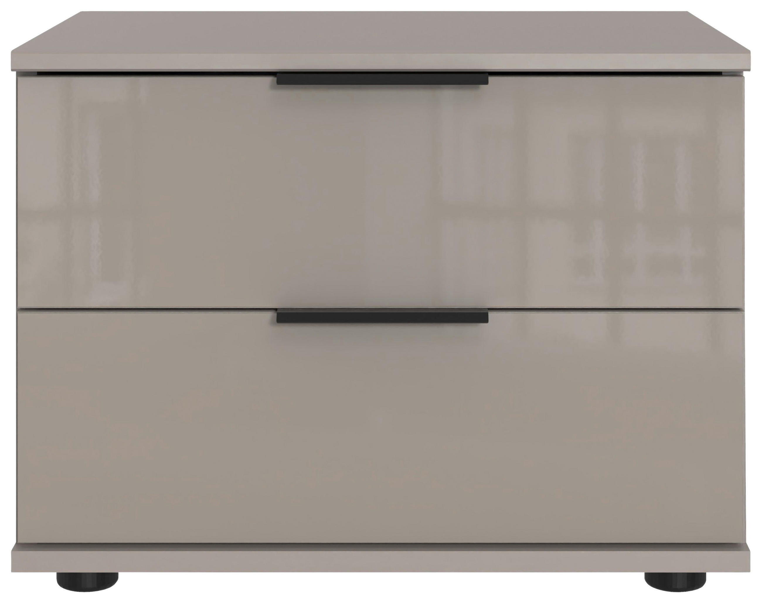 NACHTSCHRANK 52/40/38 cm  - Schwarz/Grau, KONVENTIONELL, Glas/Holzwerkstoff (52/40/38cm) - Boxxx