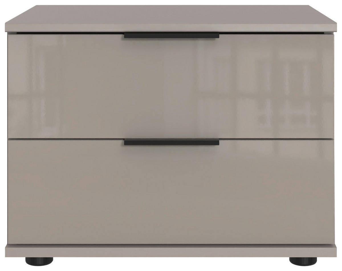 NACHTSCHRANK 52/40/38 cm  - Schwarz/Grau, KONVENTIONELL, Glas/Holzwerkstoff (52/40/38cm) - Boxxx