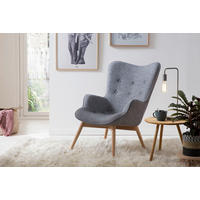 SESSEL in Webstoff Grau  - Eichefarben/Grau, MODERN, Textil/Metall (80/92/99cm) - Livetastic