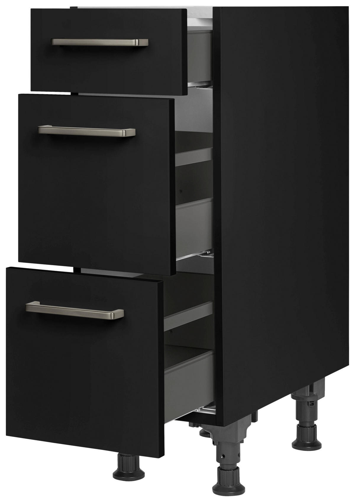 SCHUBKASTENUNTERSCHRANK 30/87/56 cm  in Schwarz  - Edelstahlfarben/Schwarz, MODERN, Holzwerkstoff/Metall (30/87/56cm) - Nobilia