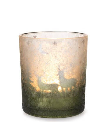 TEELICHTGLAS - Silberfarben/Grün, LIFESTYLE, Glas (8,8/10cm) - X-Mas