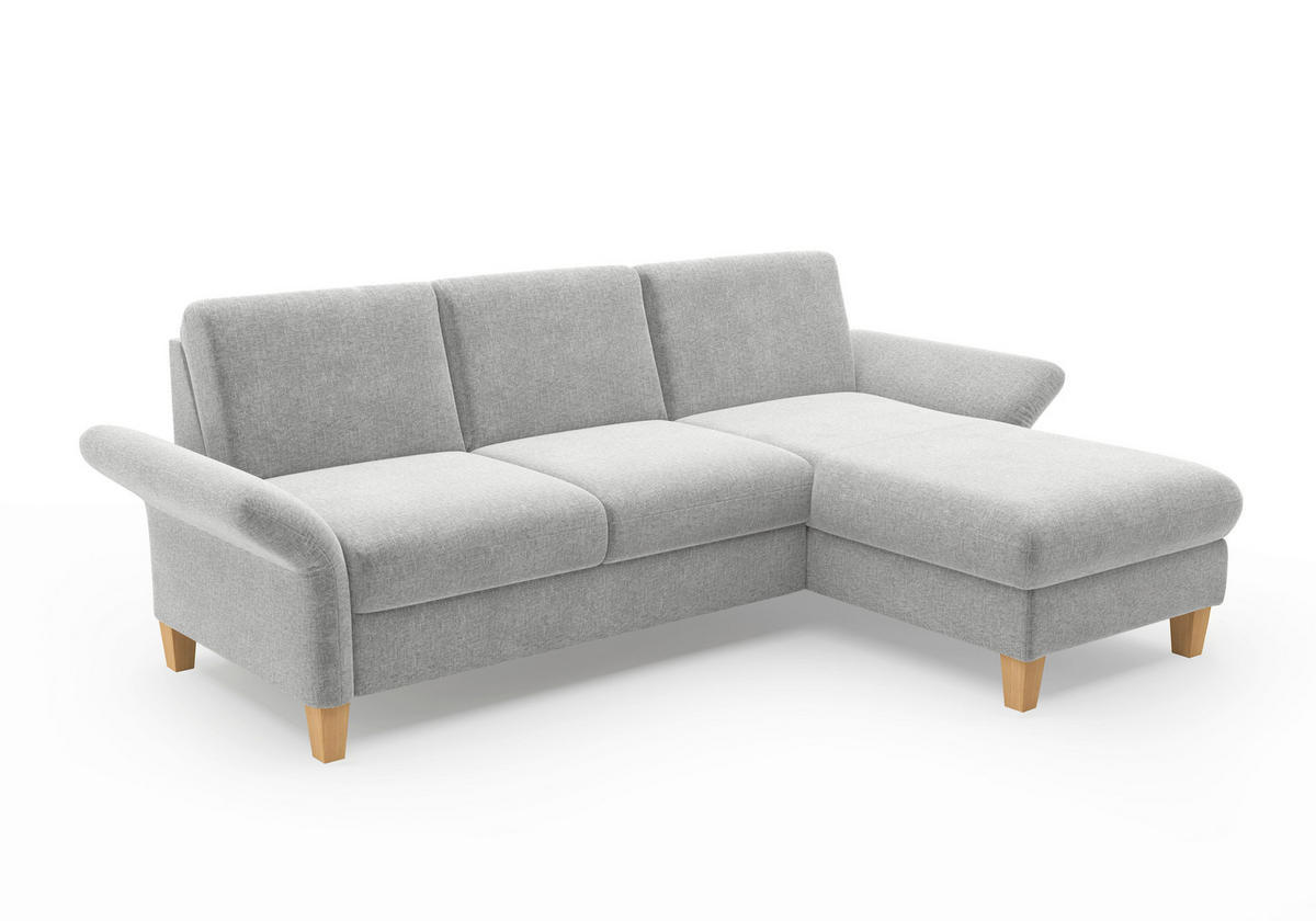 ECKSOFA ROCHELLE E Hellgrau Flachgewebe  - Eichefarben/Hellgrau, KONVENTIONELL, Holz/Textil (251/164cm) - Sit & More