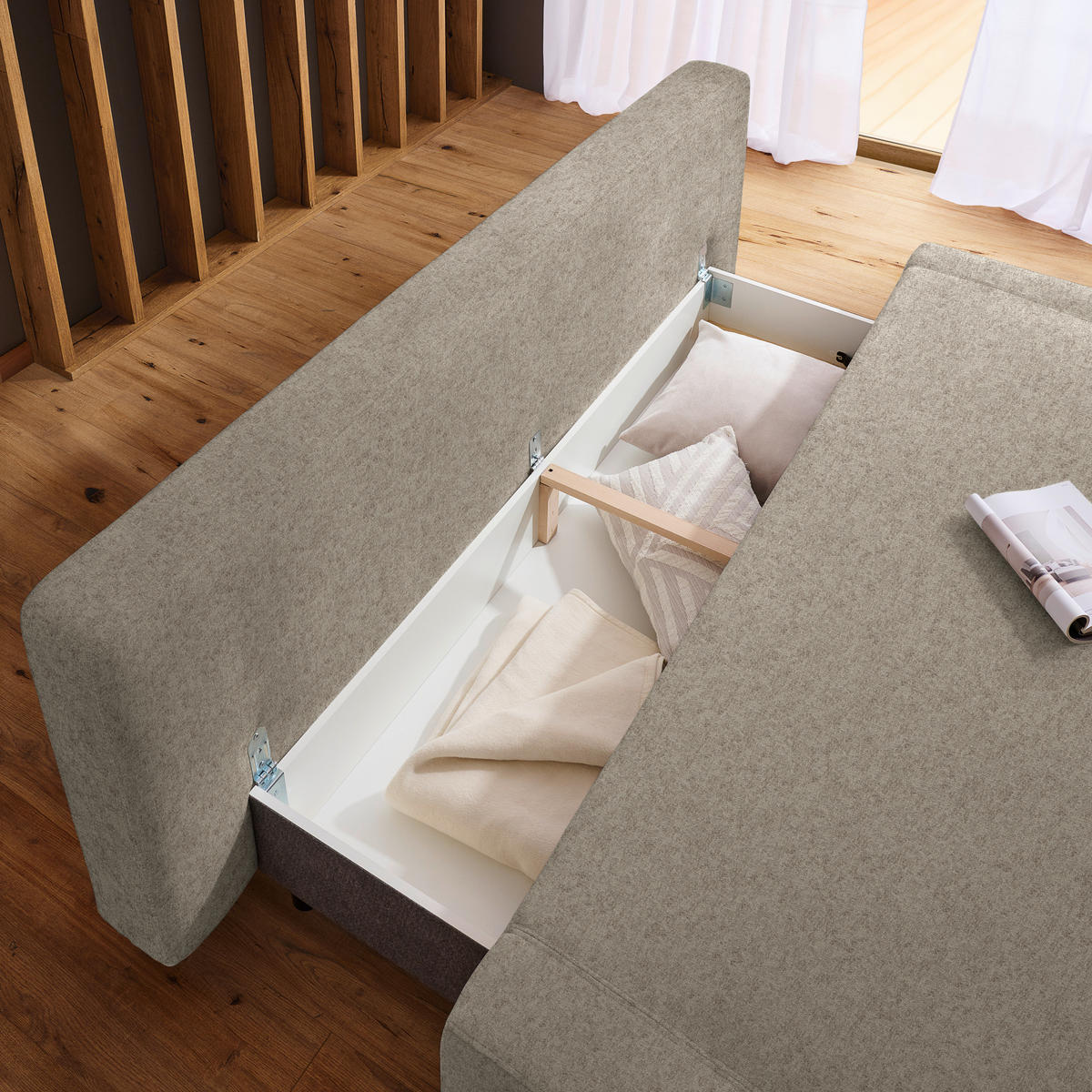 SCHLAFSOFA in Textil Greige  - Greige/Naturfarben, Design, Holz/Textil (211/88/102cm) - Niels Andersson