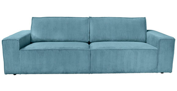 3-SITZER-SOFA Cord Türkis - Türkis/Schwarz, KONVENTIONELL, Kunststoff/Textil (248/76/95cm) - Carryhome